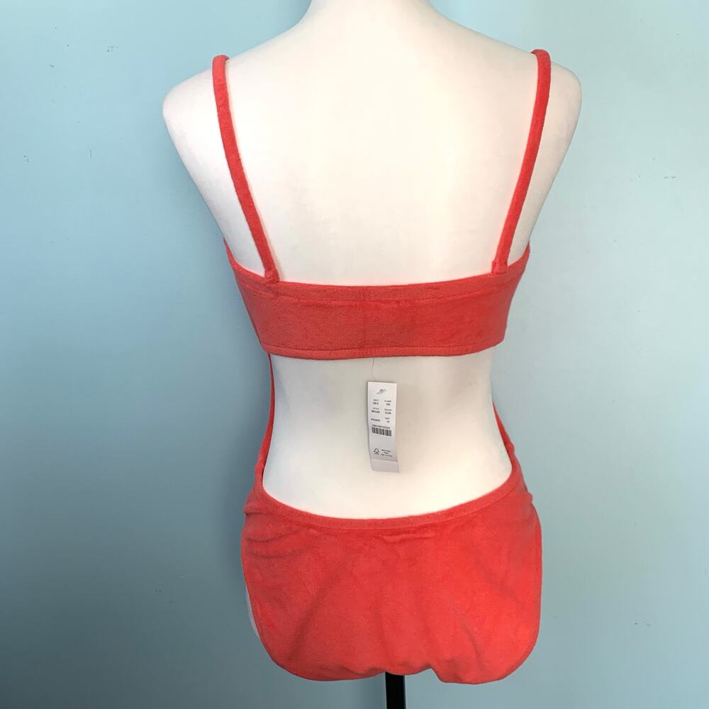 NWT J. Crew Coral Cutout Bandeau One-Piece in Terry Size 10 - Picture 5 of 8